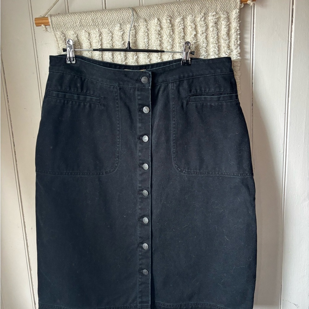 Classic Black Button-Down Skirt